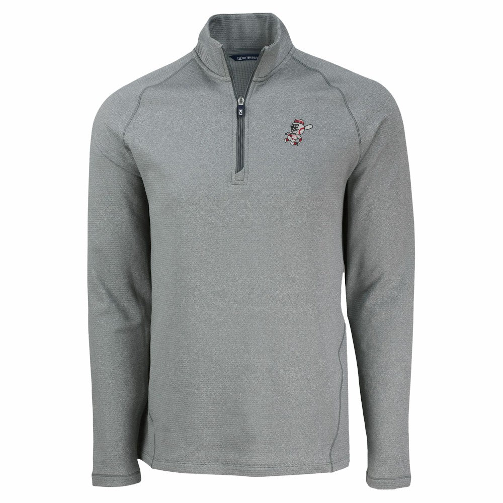 Cincinnati Reds Cutter & Buck Peshastin Eco Fleece Recycled Raglan Quarter-Zip Top - Heather Gray Tops