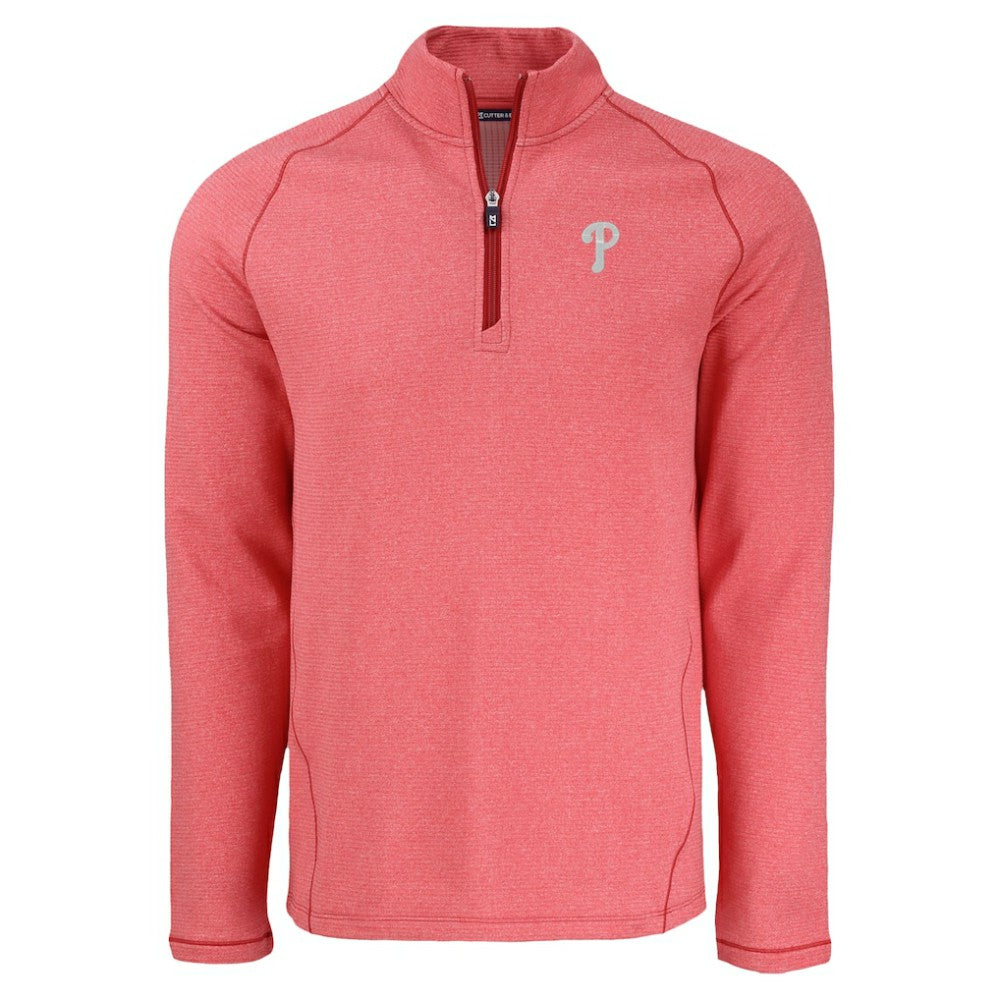 Philadelphia Phillies Cutter & Buck Peshastin Eco Fleece Recycled Raglan Quarter-Zip Top - Heather Red Tops