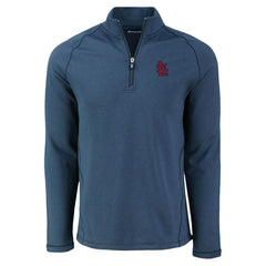 St. Louis Cardinals Cutter & Buck Peshastin Eco Fleece Recycled Raglan Quarter-Zip Top - Heather Navy Tops