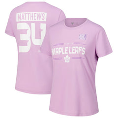 NHL Auston Matthews Toronto Maple Leafs Levelwear Women's Hockey Fights Cancer Anthem Name & Number T-Shirt - Lavender