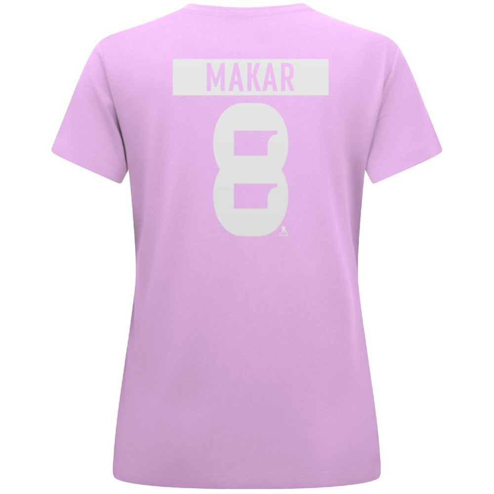 NHL Cale Makar Colorado Avalanche Levelwear Women's Hockey Fights Cancer Anthem Name & Number T-Shirt - Lavender