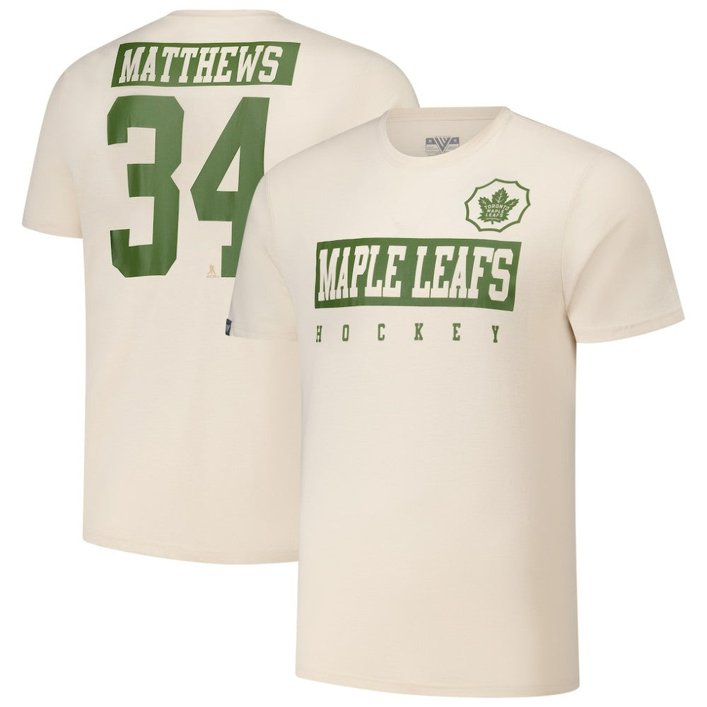 NHL Auston Matthews Toronto Maple Leafs Levelwear 2024 NHL Military Appreciation Richmond Delta Player Name & Number T-Shirt - Khaki