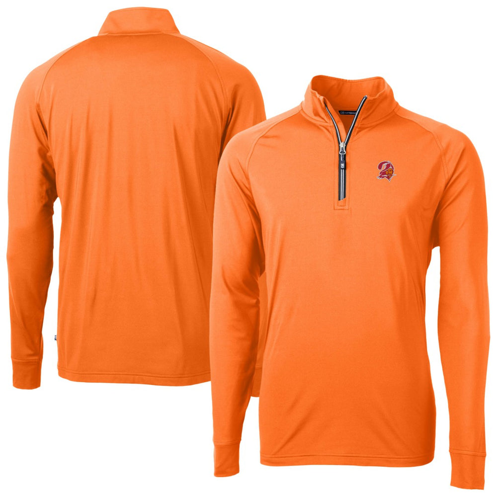 Tampa Bay Buccaneers Cutter & Buck Adapt Eco DryTec Raglan Quarter-Zip Jacket Orange