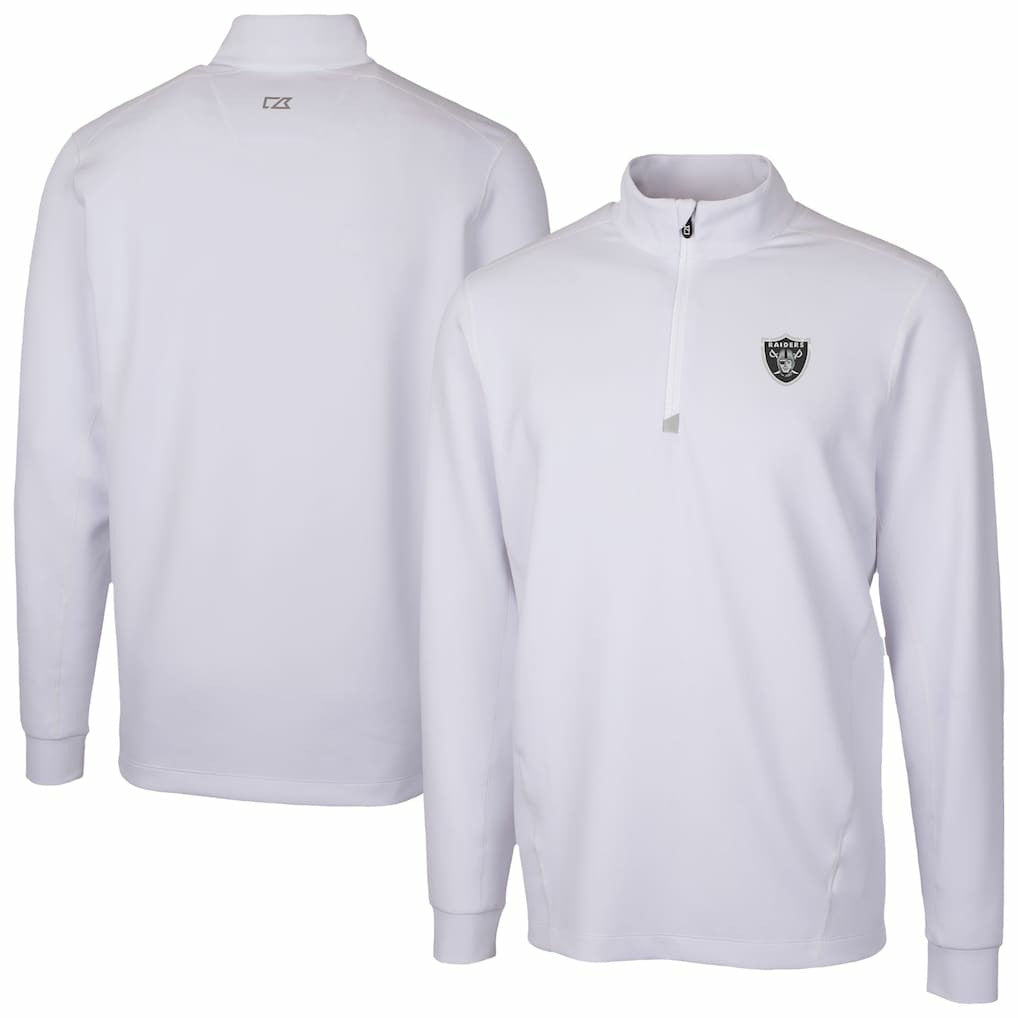 Las Vegas Raiders Cutter & Buck Traverse Stretch Quarter-Zip Top White