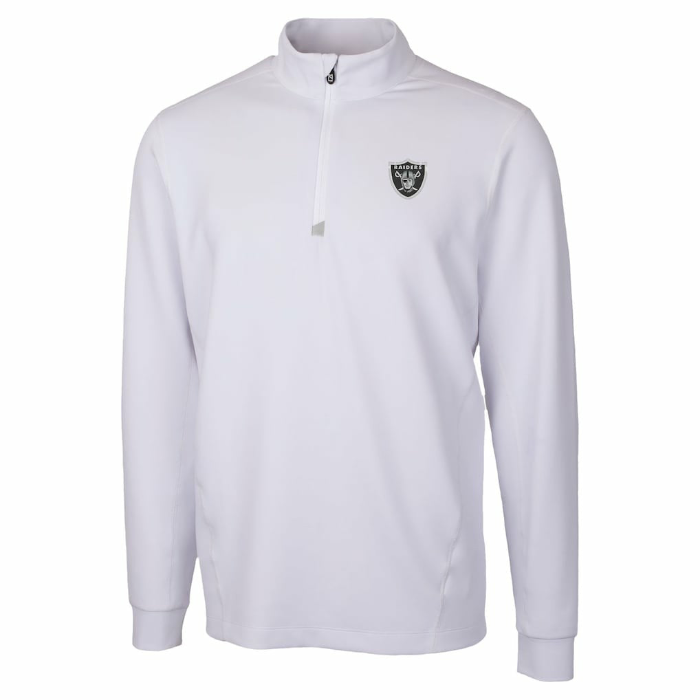 Las Vegas Raiders Cutter & Buck Traverse Stretch Quarter-Zip Top White