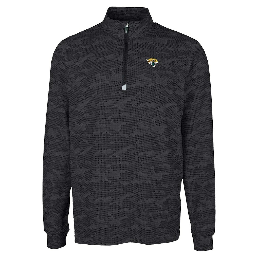Jacksonville Jaguars Cutter & Buck Traverse Camo Print Stretch Quarter-Zip Top Black
