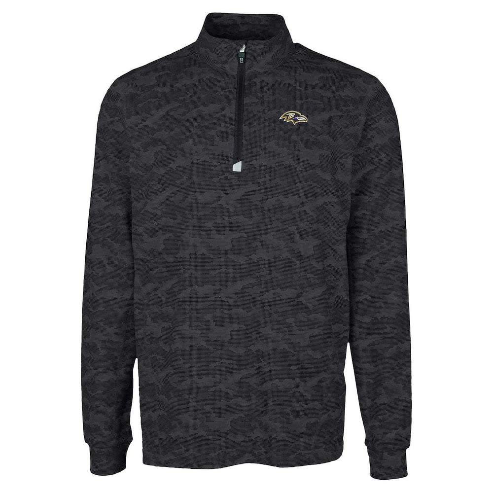 Baltimore Ravens Cutter & Buck Traverse Camo Print Stretch Quarter-Zip Top Black