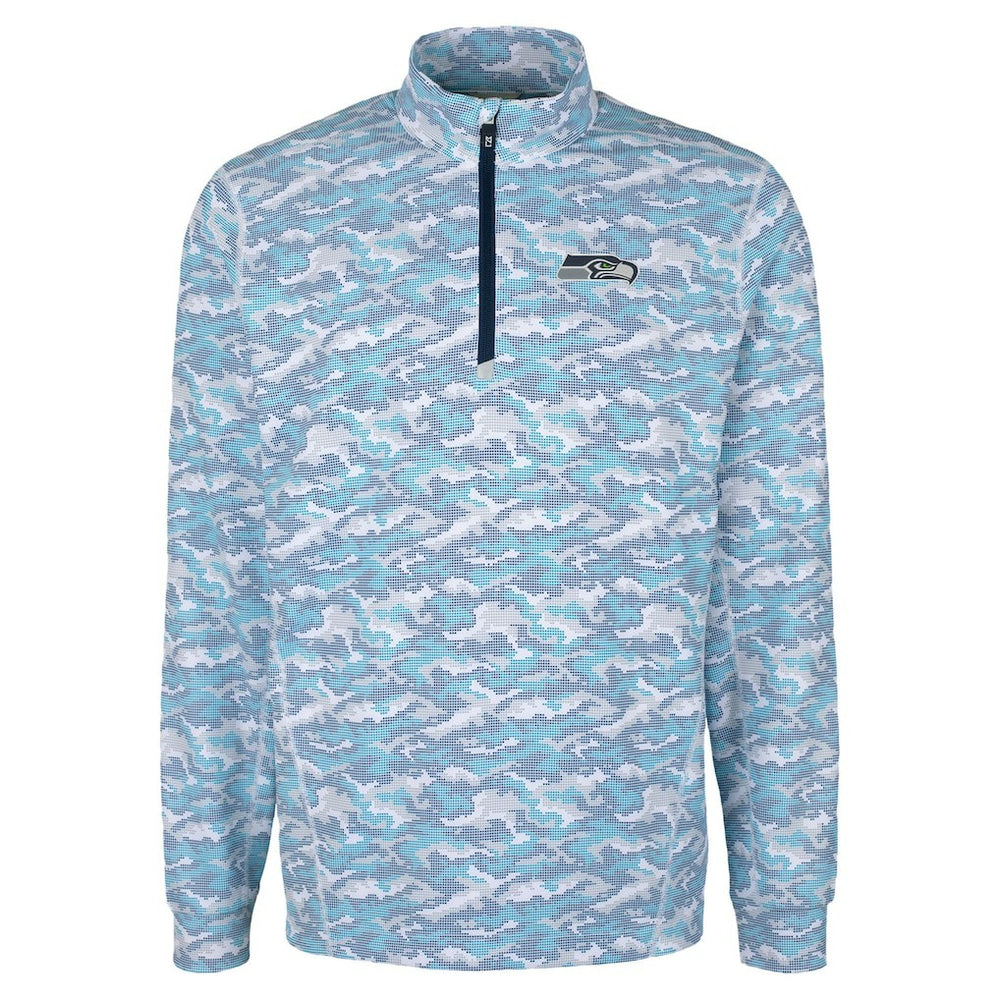 Seattle Seahawks Cutter & Buck Traverse Camo Print Stretch Quarter-Zip Top Navy