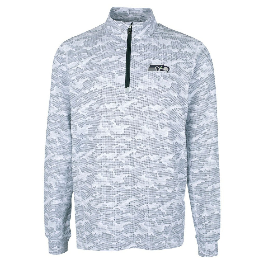 Seattle Seahawks Cutter & Buck Traverse Camo Print Stretch Quarter-Zip Top Charcoal