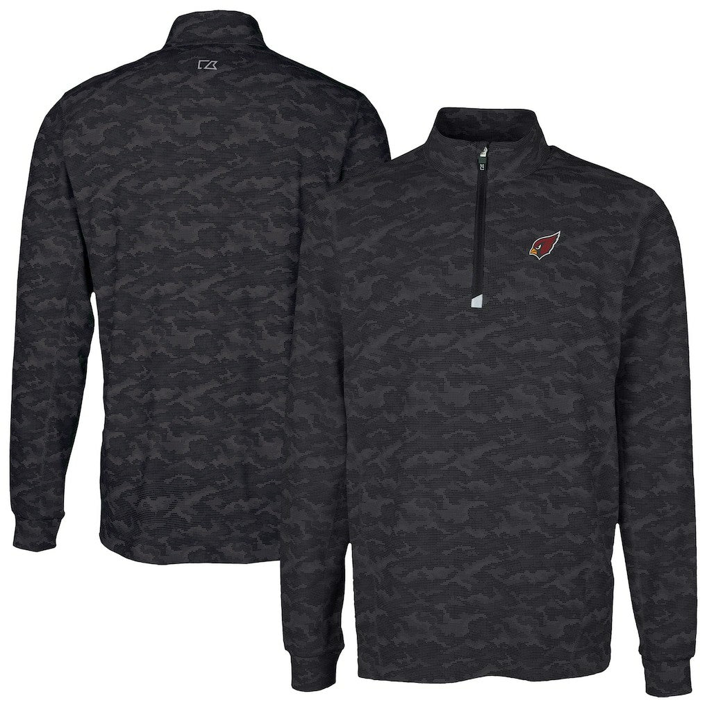 Arizona Cardinals Cutter & Buck Traverse Camo Print Stretch Quarter-Zip Top Black