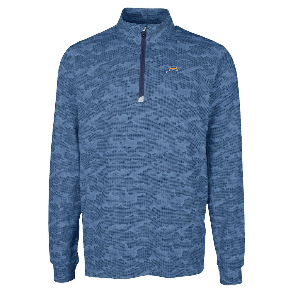 Los Angeles Chargers Cutter & Buck Traverse Camo Print Stretch Quarter-Zip Top Navy
