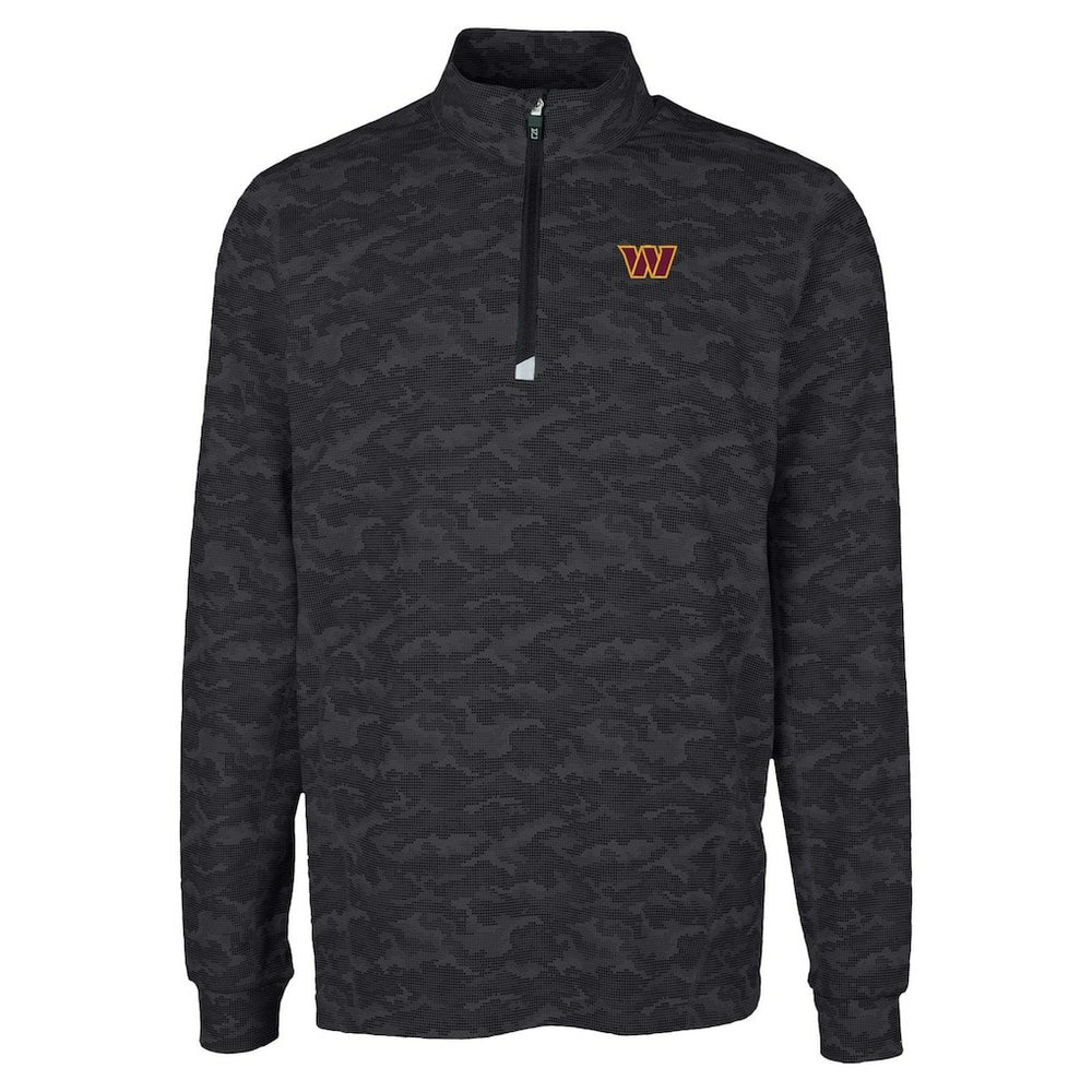 Washington Commanders Cutter & Buck Traverse Camo Print Stretch Quarter-Zip Top Black