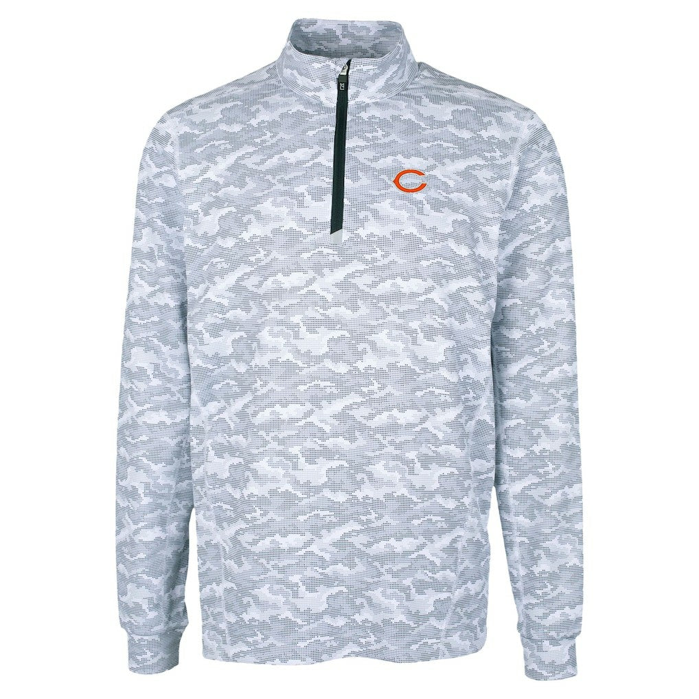 Chicago Bears Cutter & Buck Traverse Camo Print Stretch Quarter-Zip Top Charcoal