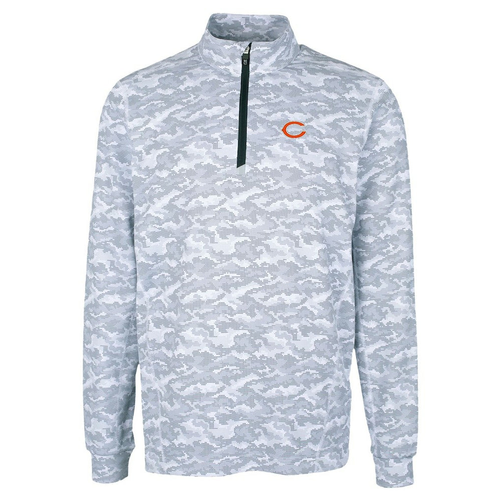 Chicago Bears Cutter & Buck Traverse Camo Print Stretch Quarter-Zip Top Charcoal