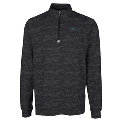 Carolina Panthers Cutter & Buck Traverse Camo Print Stretch Quarter-Zip Top Black