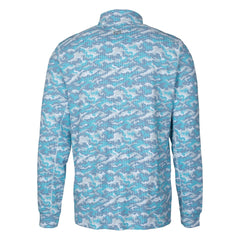 Denver Broncos Cutter & Buck Traverse Camo Print Stretch Quarter-Zip Pullover Top Blue