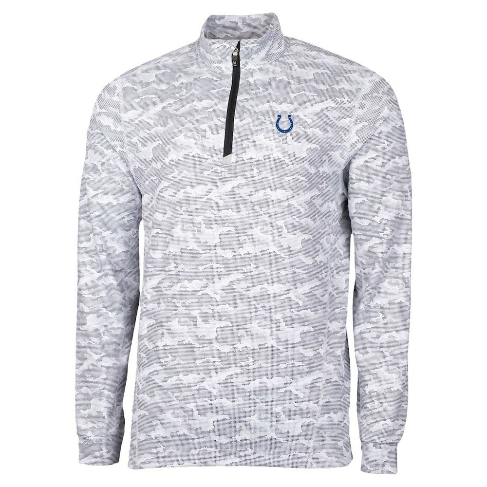 Indianapolis Colts Cutter & Buck Traverse Camo Print Stretch Quarter-Zip Top Charcoal
