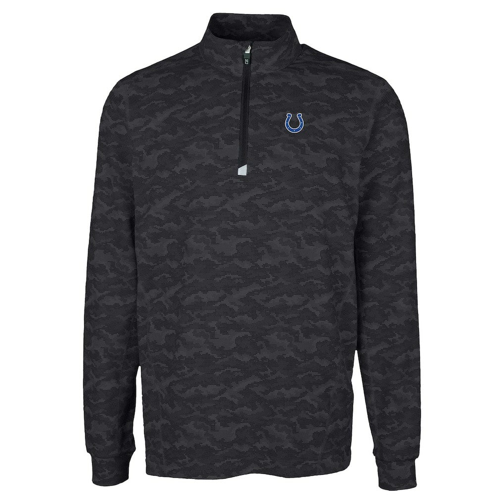 Indianapolis Colts Cutter & Buck Traverse Camo Print Stretch Quarter-Zip Top Black