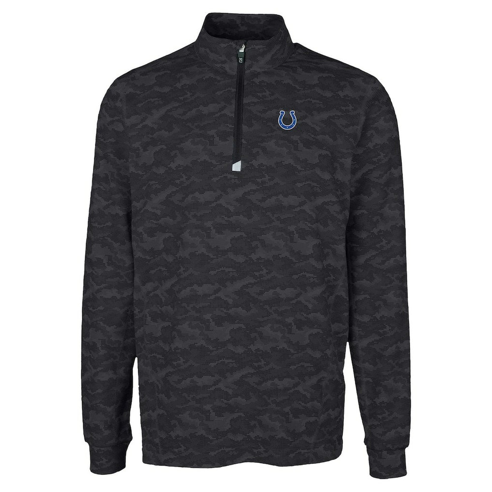Indianapolis Colts Cutter & Buck Traverse Camo Print Stretch Quarter-Zip Top Black