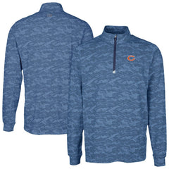 Chicago Bears Cutter & Buck Traverse Camo Print Stretch Quarter-Zip Top Navy