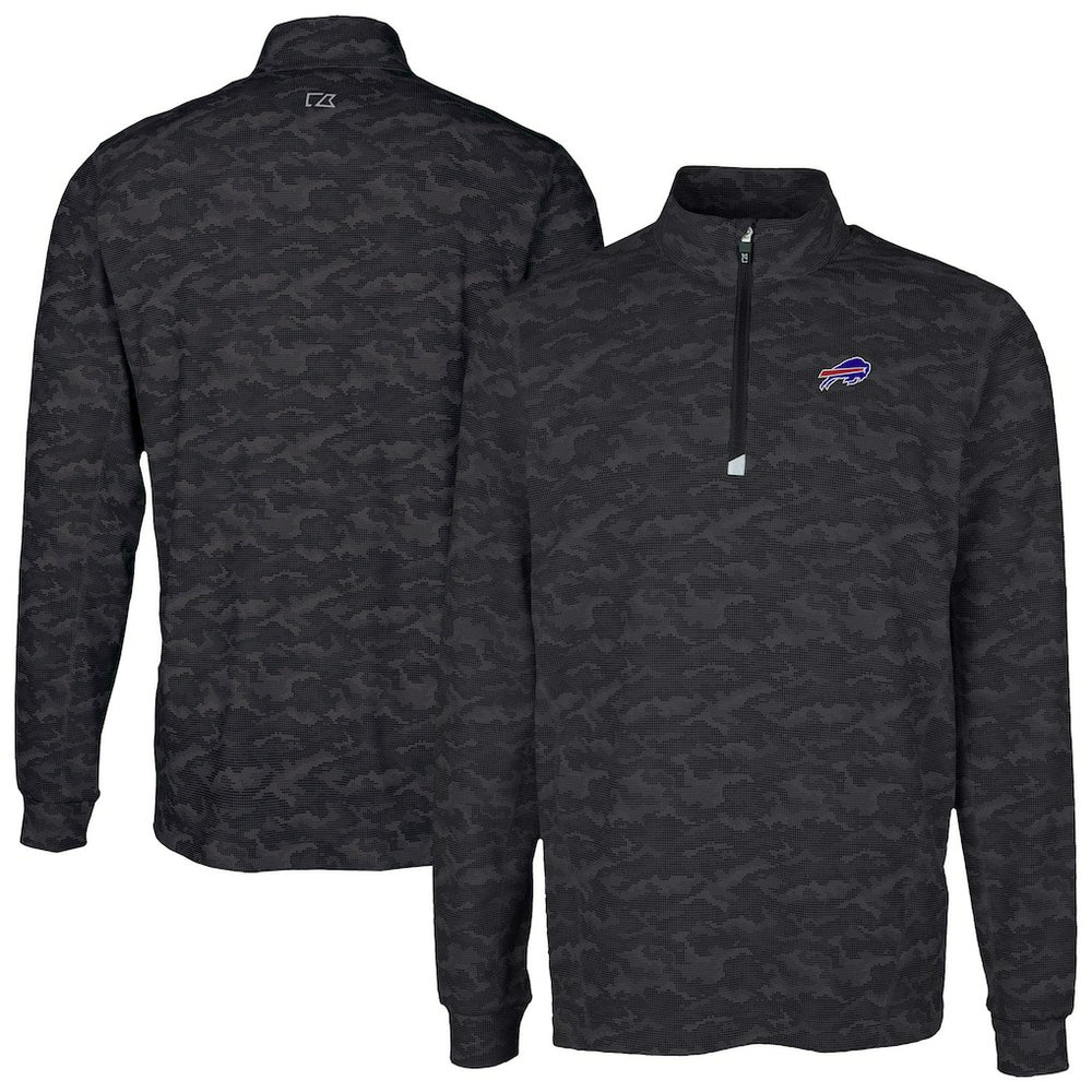 Buffalo Bills Cutter & Buck Traverse Camo Print Stretch Quarter-Zip Top Black