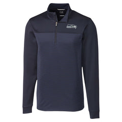 Seattle Seahawks Cutter & Buck Traverse Stripe Stretch DryTec Quarter-Zip Top Navy