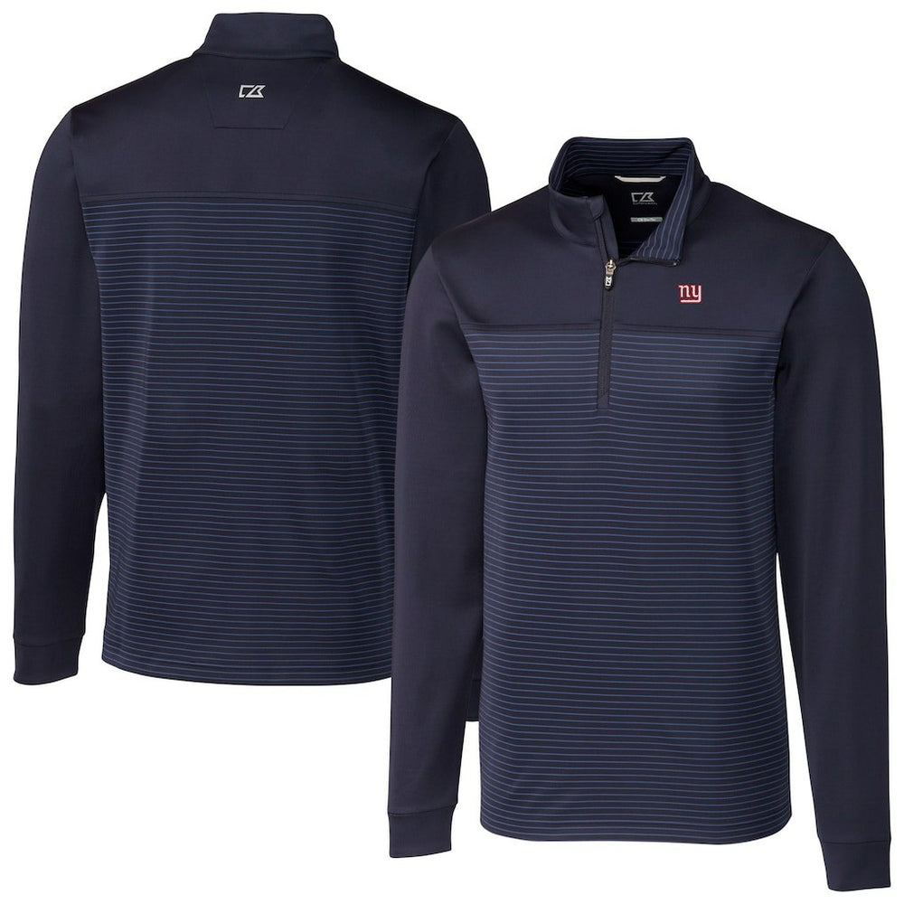 New York Giants Cutter & Buck Traverse Stripe Stretch DryTec Quarter-Zip Top Navy