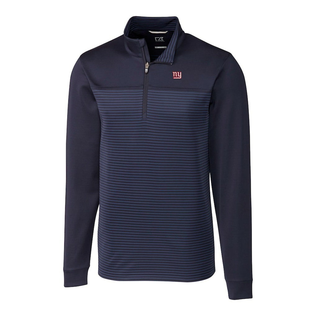 New York Giants Cutter & Buck Traverse Stripe Stretch DryTec Quarter-Zip Top Navy