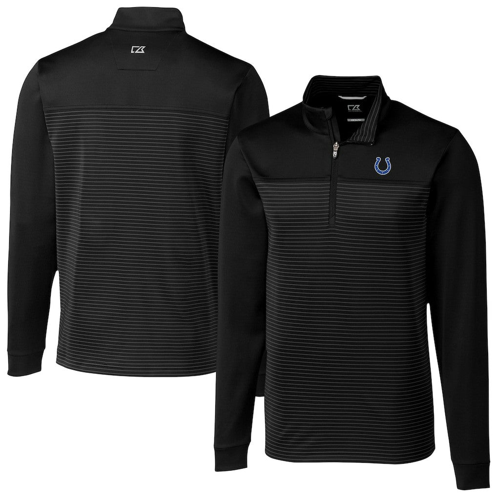 Indianapolis Colts Cutter & Buck Traverse Stripe Stretch DryTec Quarter-Zip Top Black