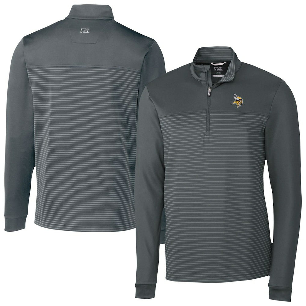 Minnesota Vikings Cutter & Buck Traverse Stripe Stretch DryTec Quarter-Zip Top Gray