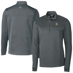 Minnesota Vikings Cutter & Buck Traverse Stripe Stretch DryTec Quarter-Zip Top Gray