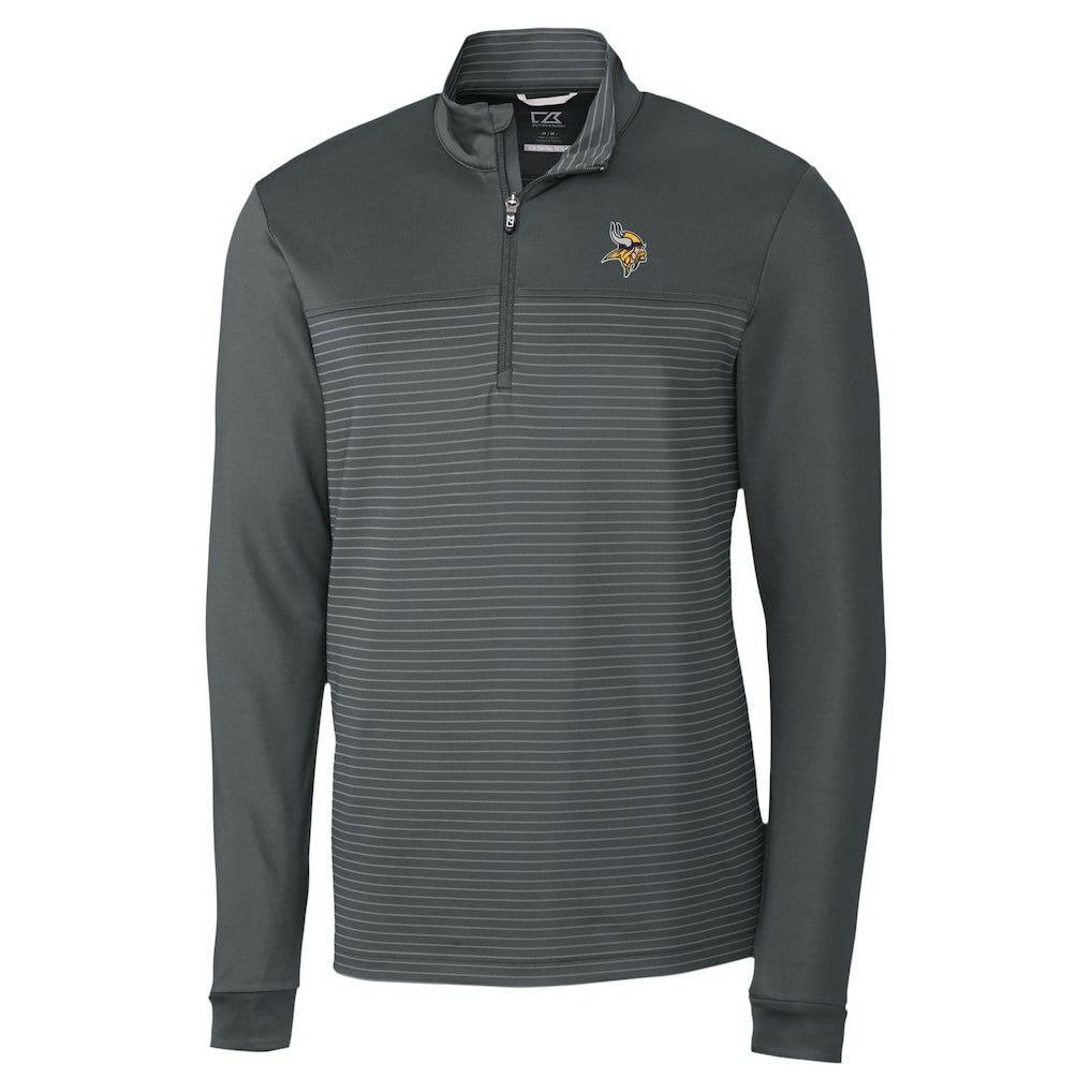 Minnesota Vikings Cutter & Buck Traverse Stripe Stretch DryTec Quarter-Zip Top Gray