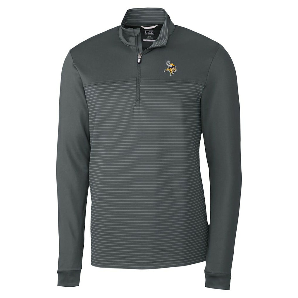 Minnesota Vikings Cutter & Buck Traverse Stripe Stretch DryTec Quarter-Zip Top Gray