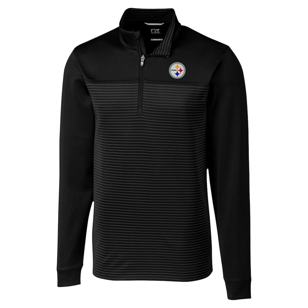 Pittsburgh Steelers Cutter & Buck Traverse Stripe Stretch DryTec Quarter-Zip Top Black