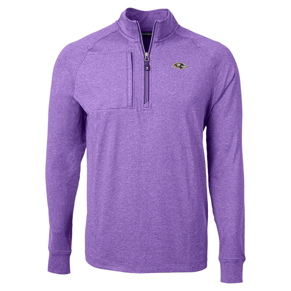 Baltimore Ravens Cutter & Buck Adapt Eco Raglan Quarter-Zip Jacket Heather Purple