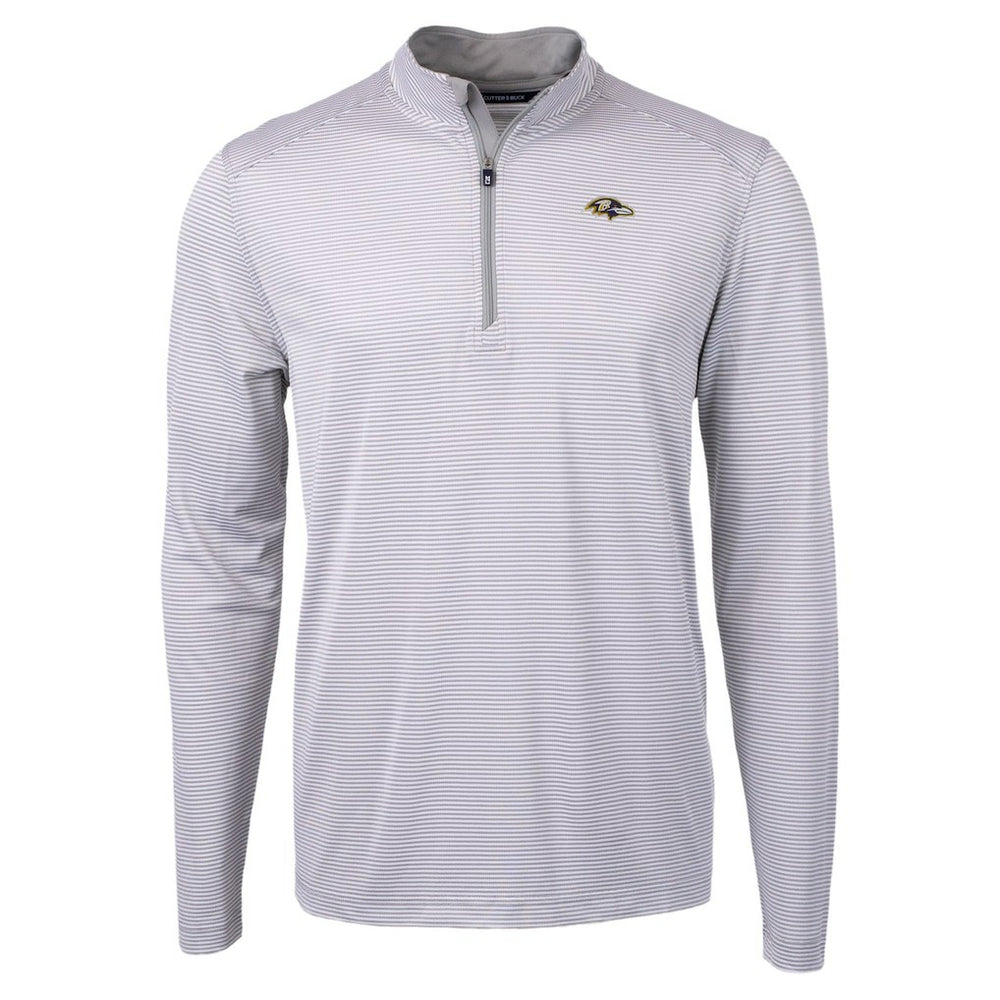 Baltimore Ravens Cutter & Buck Virtue Eco Pique Micro Stripe Quarter-Zip Jacket Gray