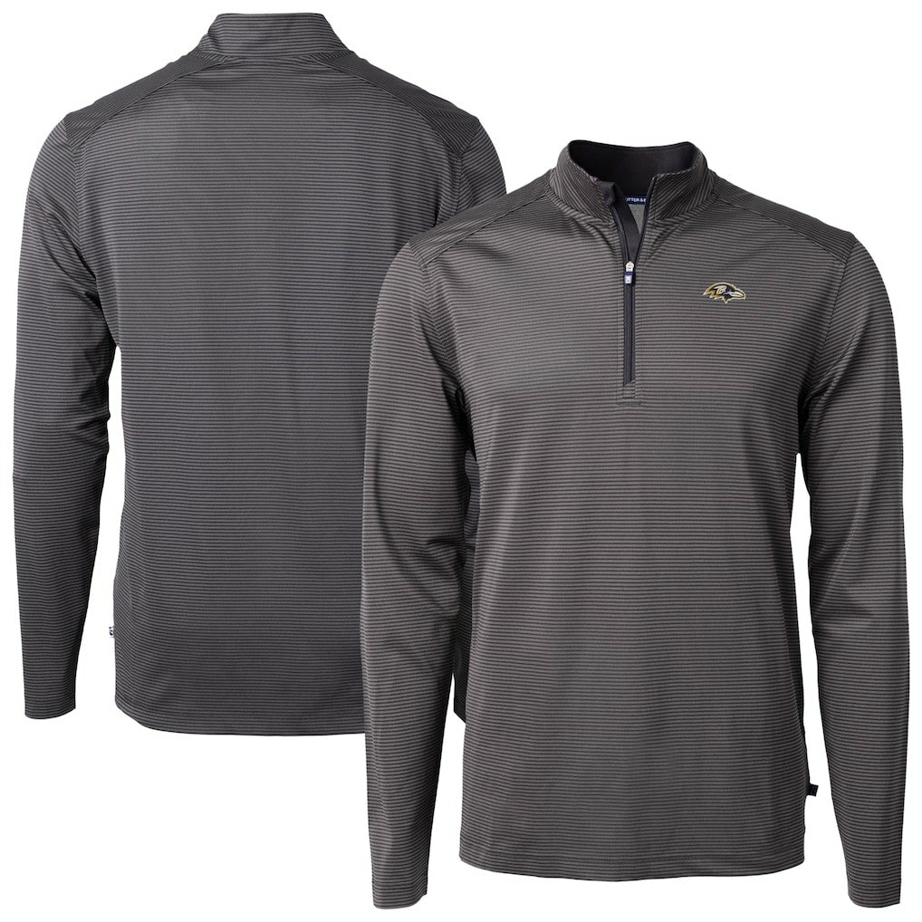 Baltimore Ravens Cutter & Buck Virtue Eco Pique Micro Stripe Quarter-Zip Jacket Black