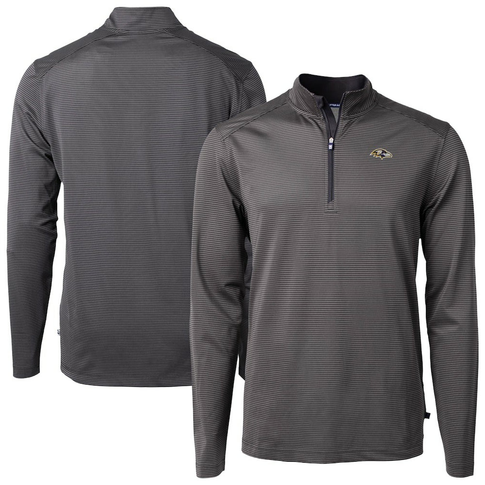 Baltimore Ravens Cutter & Buck Virtue Eco Pique Micro Stripe Quarter-Zip Jacket Black