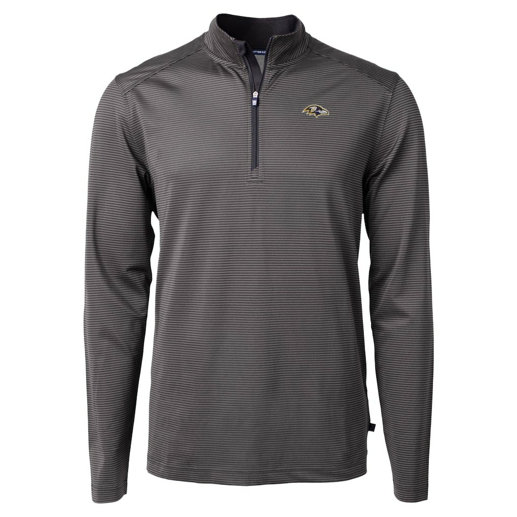 Baltimore Ravens Cutter & Buck Virtue Eco Pique Micro Stripe Quarter-Zip Jacket Black