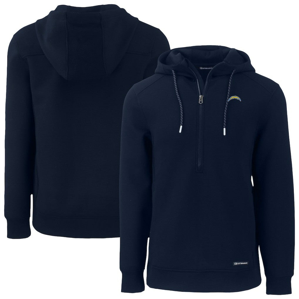 Los Angeles Chargers Cutter & Buck Roam Eco Recycled Half-Zip Hoodie Navy
