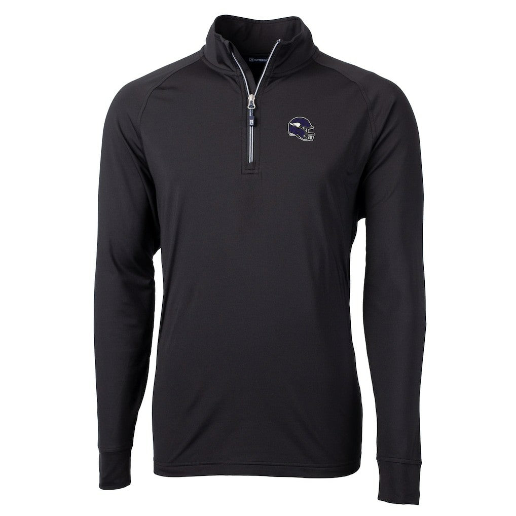 Minnesota Vikings Cutter & Buck Big & Tall Adapt Eco DryTec Raglan Quarter-Zip Jacket Black