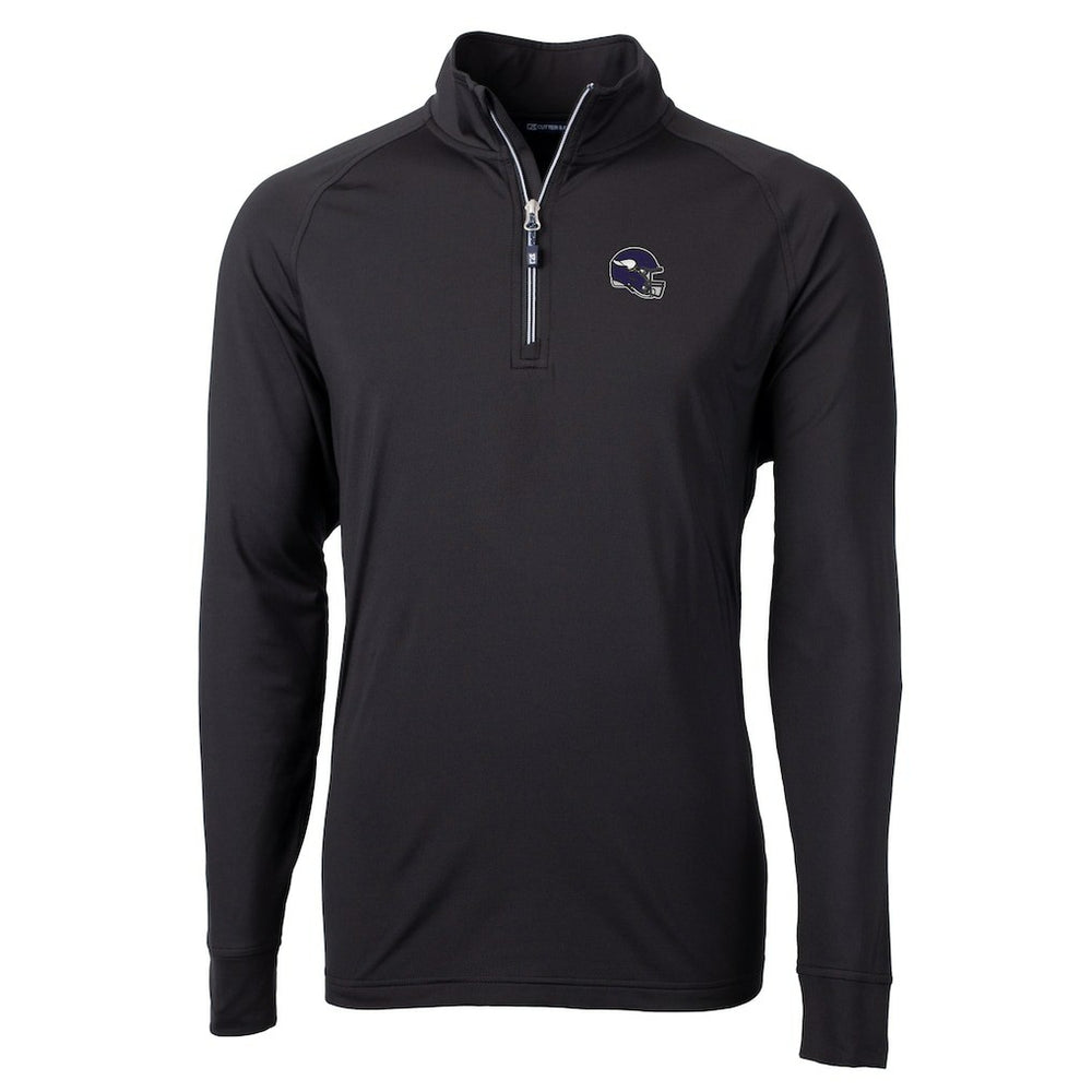 Minnesota Vikings Cutter & Buck Big & Tall Adapt Eco DryTec Raglan Quarter-Zip Jacket Black
