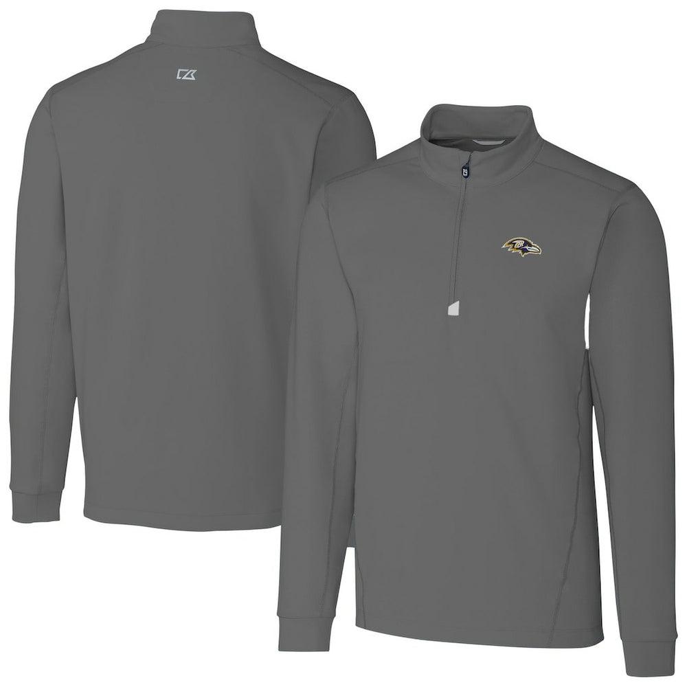 Baltimore Ravens Cutter & Buck Big & Tall Traverse Eco Tri-Blend DryTec Quarter-Zip Jacket Gray