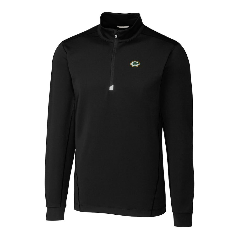 Green Bay Packers Cutter & Buck Big & Tall Traverse Eco Tri-Blend DryTec Quarter-Zip Jacket Black
