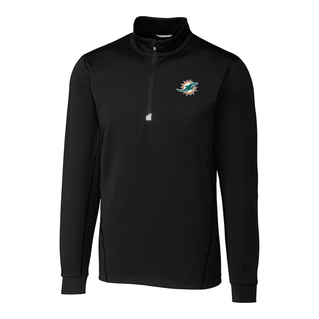 Miami Dolphins Cutter & Buck Big & Tall Traverse Eco Tri-Blend DryTec Quarter-Zip Jacket Black