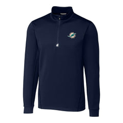 Miami Dolphins Cutter & Buck Big & Tall Traverse Eco Tri-Blend DryTec Quarter-Zip Jacket Navy