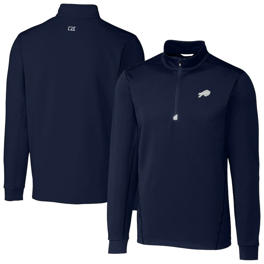 Buffalo Bills Cutter & Buck Big & Tall Traverse Eco Tri-Blend DryTec Quarter-Zip Jacket Navy