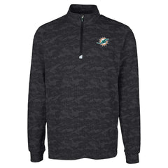Miami Dolphins Cutter & Buck Big & Tall Traverse Eco Camo Tri-Blend DryTec Quarter-Zip Jacket Black