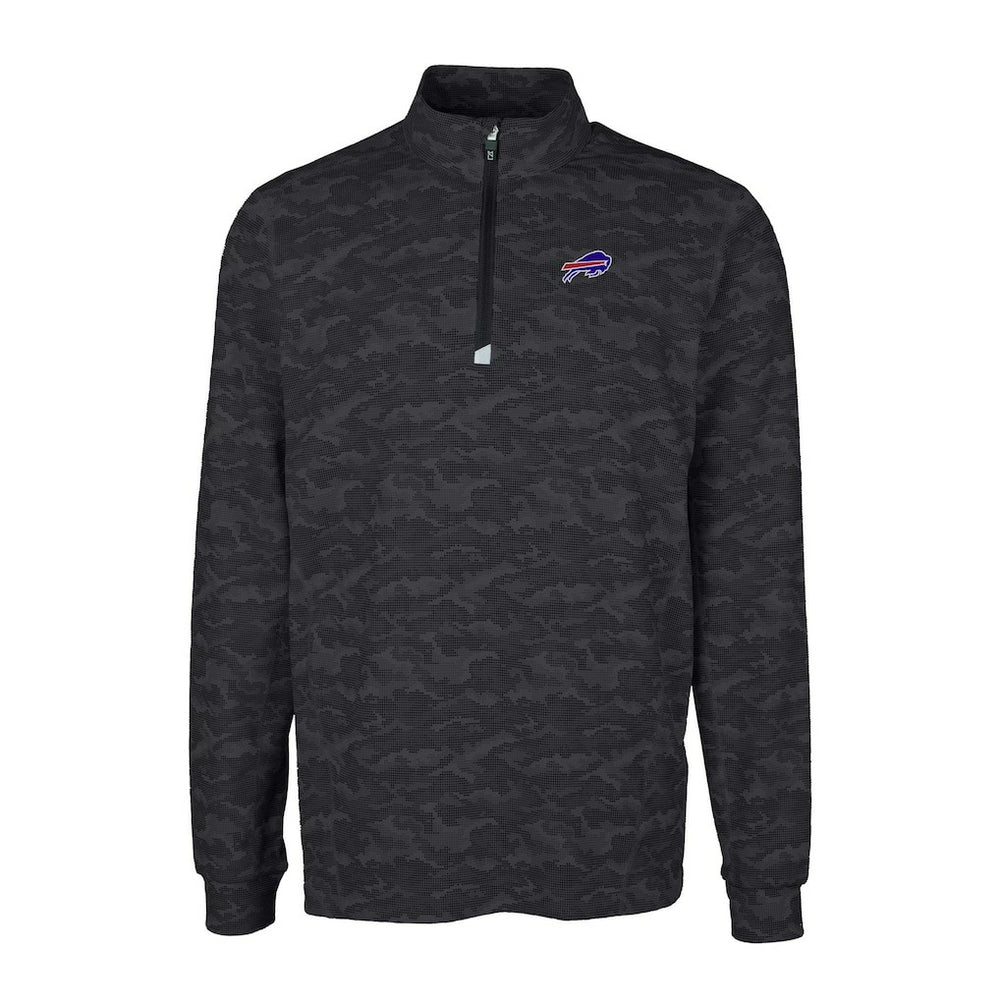 Buffalo Bills Cutter & Buck Big & Tall Traverse Eco Camo Tri-Blend DryTec Quarter-Zip Jacket Black