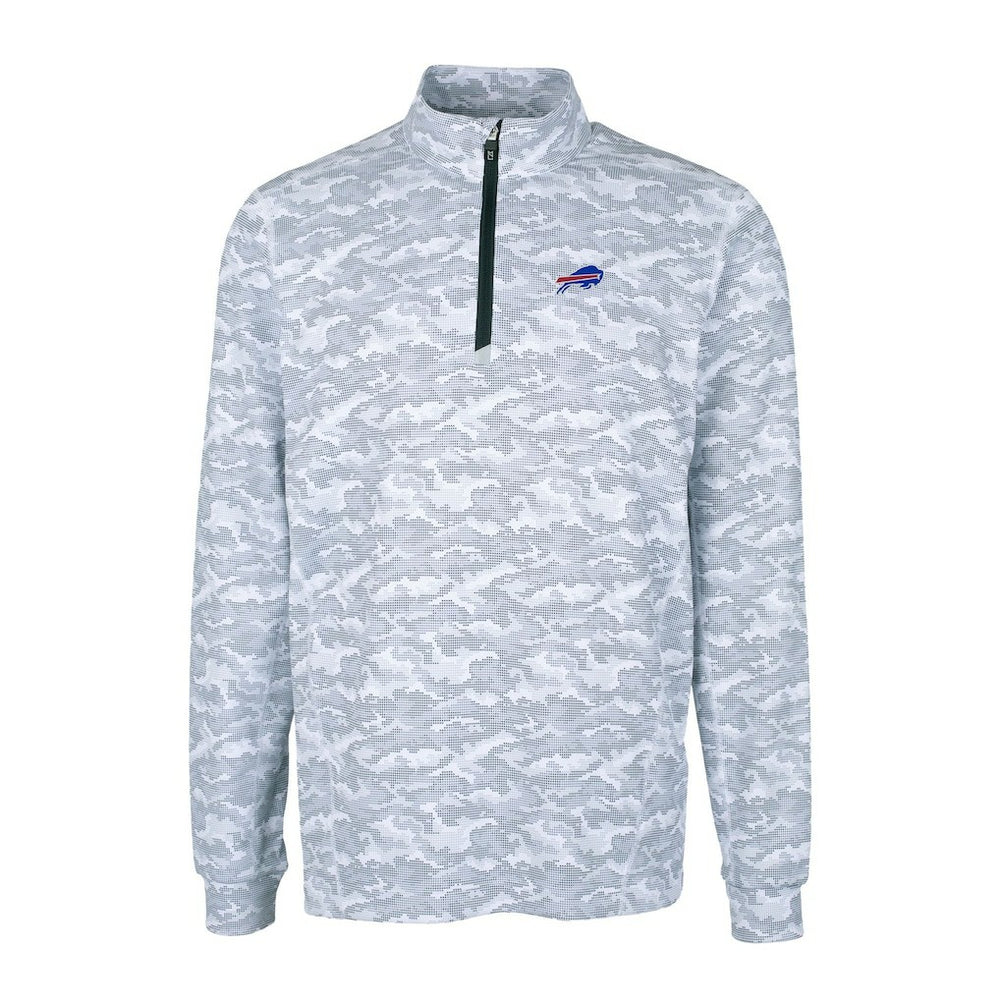 Buffalo Bills Cutter & Buck Big & Tall Traverse Eco Camo Tri-Blend DryTec Quarter-Zip Jacket Charcoal